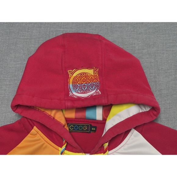 COOGI Colorblock Full Zip Hoodie Vintage Y2K Logo Patch Rainbow Stripe 4XL Rare - Picture 4 of 12